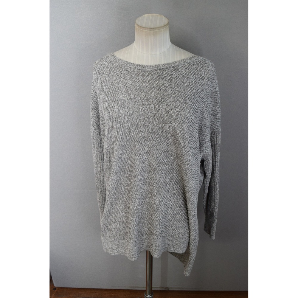 Eileen Fisher Sweater 2X Grey Organic Linen Cotton Knit Boat Neck Women Plus